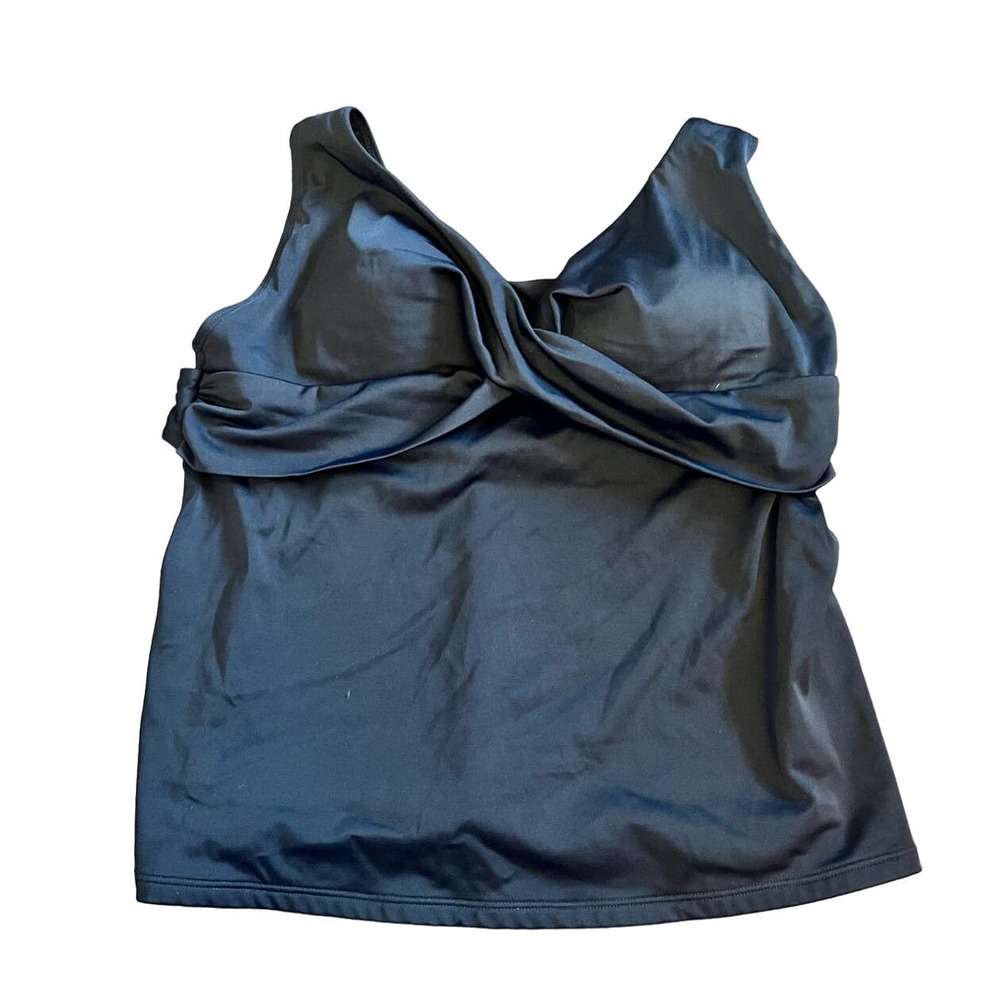 LL Bean Women's Tankini Swim Top Soft Cup Black UPF 50+ Size 10